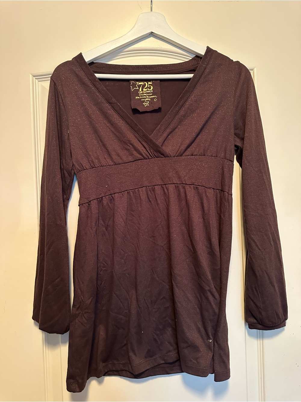725 ORIGINALS Sparkle Brown V-Neck Long Sleeve